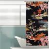 Yinrune Charcoal Coral Pagoda Shower Curtain Set with Hooks Chinoiserie Style Shower Curtain Asian Inspired Bathroom Shower Curtain Bathroom Decor Polyester Fabric Shower Curtains with Holes view 4