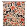 Yinrune Coral Blue Red Horse and Floral Shower Curtain Set with Hooks Chinoiserie Style Shower Curtain Asian Inspired Bath Curtains Bathroom Decor Polyester Fabric Shower Curtains with Holes view 1