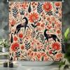 Yinrune Coral Blue Red Horse and Floral Shower Curtain Set with Hooks Chinoiserie Style Shower Curtain Asian Inspired Bath Curtains Bathroom Decor Polyester Fabric Shower Curtains with Holes view 3