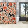 Yinrune Coral Blue Red Horse and Floral Shower Curtain Set with Hooks Chinoiserie Style Shower Curtain Asian Inspired Bath Curtains Bathroom Decor Polyester Fabric Shower Curtains with Holes view 4
