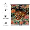 Yinrune Tiger Animal Print Shower Curtains for Bathroom 60x72in Pink Green and Turquoise Colorful Bathroom Curtains Farmhouse Shower Curtain Animal Polyester Fabric Shower Curtain Set with Hooks view 2