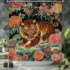 Yinrune Tiger Animal Print Shower Curtains for Bathroom 60x72in Pink Green and Turquoise Colorful Bathroom Curtains Farmhouse Shower Curtain Animal Polyester Fabric Shower Curtain Set with Hooks view 3