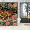 Yinrune Tiger Animal Print Shower Curtains for Bathroom 60x72in Pink Green and Turquoise Colorful Bathroom Curtains Farmhouse Shower Curtain Animal Polyester Fabric Shower Curtain Set with Hooks view 4