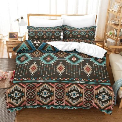 AuiMzoo Southwestern Tribal Oversized Comforter Set, Geometric Vintage Abstract Pattern Comforter Bedding Set (1 Comforter Set, 2 Pillowcases)