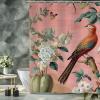 Yinrune Chinoiserie Style Blush Shower Curtain 72x78in Asian Bird Flower Floral Bathroom Curtains Farmhouse Shower CurtainBath Curtains Polyester Fabric Shower Curtain Set with Hooks view 3
