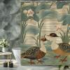Yinrune Bantam Duck Shower Curtain Aqua Lotus Garden Chinoiserie Asian Inspired Shower Curtains Boho Shower Curtain 72x78in Shower Curtain Liner Polyester Fabric Shower Curtain Set with Hooks view 3