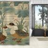 Yinrune Bantam Duck Shower Curtain Aqua Lotus Garden Chinoiserie Asian Inspired Shower Curtains Boho Shower Curtain 72x78in Shower Curtain Liner Polyester Fabric Shower Curtain Set with Hooks view 4