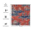 Yinrune Red Navy Toile Shower Curtain Royal Dynasty Chinoiserie Asian Inspired Shower Curtains Farmhouse Shower Curtain 64x72in Polyester Fabric Shower Curtain Set with Hooks view 2