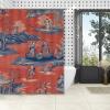 Yinrune Red Navy Toile Shower Curtain Royal Dynasty Chinoiserie Asian Inspired Shower Curtains Farmhouse Shower Curtain 64x72in Polyester Fabric Shower Curtain Set with Hooks view 4