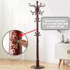 AYQEHYO Hall Tree Freestanding Clothes Rack,Solid 16-Inch Round Base not Easy Shaking with 14 Hooks,Solid Hairy Beech Main Rod Easy to Assemble for Entrances,Hallways,and Offices (Hand Carved Black view 2