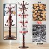 AYQEHYO Hall Tree Freestanding Clothes Rack,Solid 16-Inch Round Base not Easy Shaking with 14 Hooks,Solid Hairy Beech Main Rod Easy to Assemble for Entrances,Hallways,and Offices (Hand Carved Black view 4