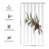 Yinrune Christmas Pine Branch with Pine Cone and Berry Shower Curtain 36x72in Bath Curtains Modern Shower Curtain Bath Curtains Polyester Fabric Shower Curtain Set with Hooks view 2