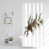 Yinrune Christmas Pine Branch with Pine Cone and Berry Shower Curtain 36x72in Bath Curtains Modern Shower Curtain Bath Curtains Polyester Fabric Shower Curtain Set with Hooks view 3