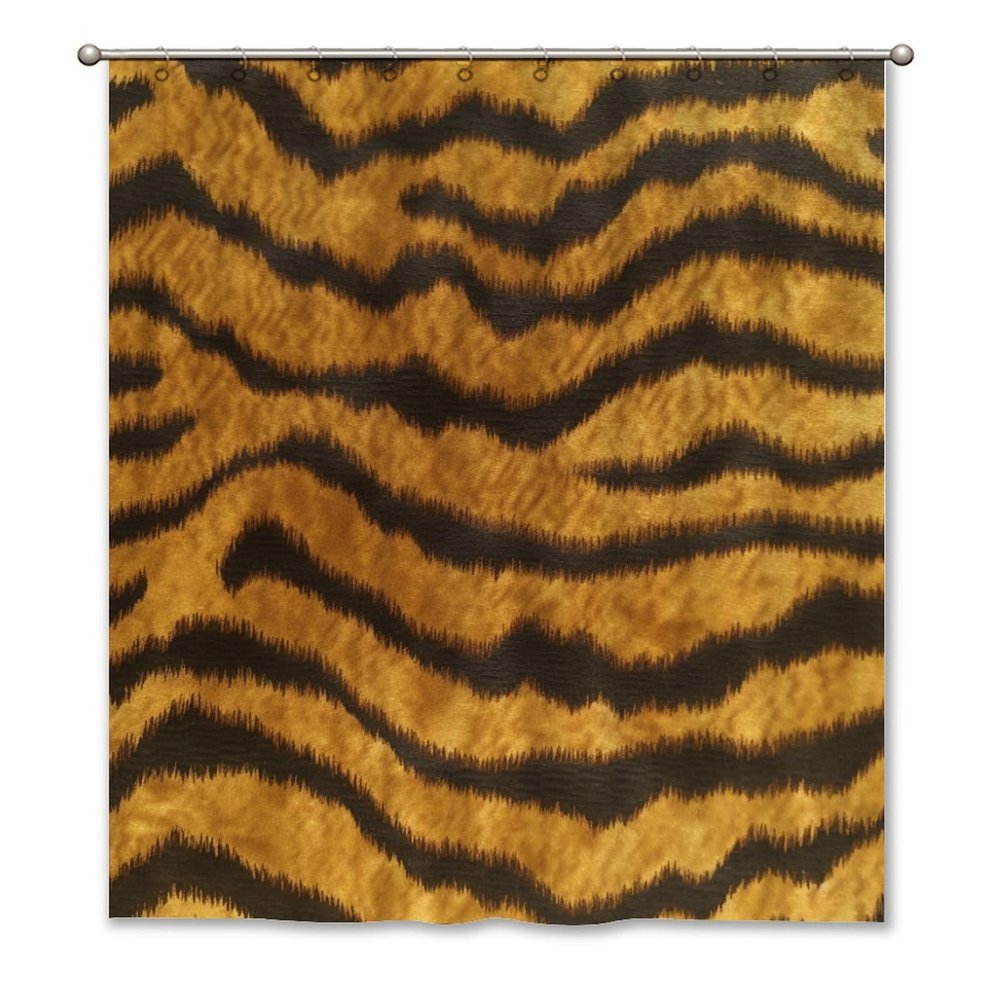 Yinrune Tiger Stripes Yellow Shower Curtains for Bathroom Tiger Shower Curtains Animal Rustic Shower Curtain 60x72in Stall Shower Curtain Polyester Fabric Shower Curtain Set with Hooks