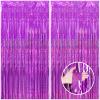 CANREVEL 2 Pack 3.3x8.2 Feet Hot Pink Foil Fringe Backdrop Curtains, Glitter Tinsel Streamers Birthday Party Decorations, Fringe Backdrop for Bachelorette Engagement Wedding Baby Bridal Shower Party view 1