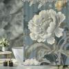 Yinrune Blue and Ivory White Floral Floral Shower Curtain Set with Hooks Chinoiserie Style Shower Curtain Asian Inspired Bathroom Shower Curtain Bathroom Decor Polyester Fabric Shower Curtains view 3