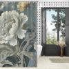 Yinrune Blue and Ivory White Floral Floral Shower Curtain Set with Hooks Chinoiserie Style Shower Curtain Asian Inspired Bathroom Shower Curtain Bathroom Decor Polyester Fabric Shower Curtains view 4