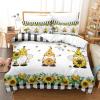 AuiMzoo Sunflower Gnome Comforter Set, Farm Bee Sunflower Black and White Buffalo Plaid Pattern Decor King Size Bedding 3-Piece Set (Includes 2 Pillowcases) view 1
