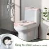 chaqlin Toilet Tank Lids Cover Replacement Asethetic Bird Flower Print Toilet Covers Sets for Bathroom Washable Elastic Edge Pink view 4