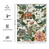 Yinrune Coral Turquoise Blue Shower Curtain Bird Peony Floral Chinoiserie Asian Inspired Bath Curtains Farmhouse Shower Curtain 72x90in Polyester Fabric Shower Curtain Set with Hooks view 2