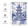 Yinrune Chinoiserie Style Blue and White Shower Curtains for Bathroom 48x72in Asian Pagoda Bathroom Curtains Boho Shower CurtainBath Curtains Polyester Fabric Shower Curtain Set with Hooks view 2
