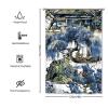 Yinrune Blue and Kelly Green Asian Scenic Shower Curtain Set with Hooks Chinoiserie Style Shower Curtains for Bathroom Asian Shower Curtains Bathroom Decor Polyester Fabric Shower Curtains view 2