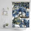 Yinrune Blue and Kelly Green Asian Scenic Shower Curtain Set with Hooks Chinoiserie Style Shower Curtains for Bathroom Asian Shower Curtains Bathroom Decor Polyester Fabric Shower Curtains view 3