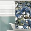 Yinrune Blue and Kelly Green Asian Scenic Shower Curtain Set with Hooks Chinoiserie Style Shower Curtains for Bathroom Asian Shower Curtains Bathroom Decor Polyester Fabric Shower Curtains view 4