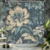 Yinrune Blue and Ivory White Shower Curtain Flower Floral Chinoiserie Asian Inspired Bath Curtains Boho Shower Curtain 60x72in Bath Curtains Polyester Fabric Shower Curtain Set with Hooks view 3