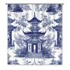 Yinrune Blue and White Pagoda Shower Curtain Set with Hooks Chinoiserie Style Shower Curtain Asian Inspired Shower Curtains Bathroom Decor Polyester Fabric Shower Curtains with Holes view 1