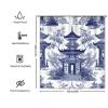 Yinrune Blue and White Pagoda Shower Curtain Set with Hooks Chinoiserie Style Shower Curtain Asian Inspired Shower Curtains Bathroom Decor Polyester Fabric Shower Curtains with Holes view 2