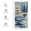 Yinrune Chinoiserie Shower Curtains for Bathroom Blue and White Pagoda Bathroom Shower Curtain Asian Boho Shower Curtain 36x72in Polyester Fabric Shower Curtain Set with Hooks Bathroom Decor view 2