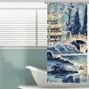 Yinrune Chinoiserie Shower Curtains for Bathroom Blue and White Pagoda Bathroom Shower Curtain Asian Boho Shower Curtain 36x72in Polyester Fabric Shower Curtain Set with Hooks Bathroom Decor view 4