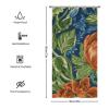 Yinrune Orange Green Shower Curtain Floral Flower Honshu Chinoiserie Asian Inspired Bathroom Curtains Boho Shower Curtain 36x72in Polyester Fabric Shower Curtain Set with Hooks view 2