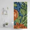 Yinrune Orange Green Shower Curtain Floral Flower Honshu Chinoiserie Asian Inspired Bathroom Curtains Boho Shower Curtain 36x72in Polyester Fabric Shower Curtain Set with Hooks view 3