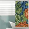 Yinrune Orange Green Shower Curtain Floral Flower Honshu Chinoiserie Asian Inspired Bathroom Curtains Boho Shower Curtain 36x72in Polyester Fabric Shower Curtain Set with Hooks view 4