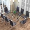 9 Pieces Dining Table Set for 8, 71" Modern Rectangle Tempered Glass Kitchen Table and 8 PU Dining Chairs for Dining Room, Glass Dining Table & Chair Sets with Chrome Metal Legs for Kitchen view 1