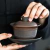 125ml Chinese Antique Pottery Gaiwan Handmade Tureen Cup Saucer Crafts view 1