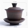 125ml Chinese Antique Pottery Gaiwan Handmade Tureen Cup Saucer Crafts view 2