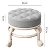 Living Room Footstools With Universal Swivel Caster Wheels Leather Small Rolling Stools Round PU Seat Metal Frame for Home & Office,Blue view 2