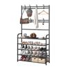 ElicNa Clothes Rack 3-in-1 Metal Hall Tree with 4-Tier Shelf and 8 Removable Hooks Accent Furniture with Shoe Rack for Entryway, Hallway, Bedroom (Color : White, Size : 5_60CM) view 1