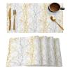 Art Branch Placemats for Dining Table- Golden and Grey Gradient Plant Art Table Mats Washable Modern Outdoor Indoor Placemats for Home Party Wedding Holiday Decor, Set of 6 view 1