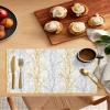 Art Branch Placemats for Dining Table- Golden and Grey Gradient Plant Art Table Mats Washable Modern Outdoor Indoor Placemats for Home Party Wedding Holiday Decor, Set of 6 view 2