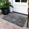 HNU Durable UV Stabilized Indoor & Outdoor Rectangle Machine Washable Rug, Size: 9' x 12' | Silver Gray Abstract Pattern Ultra-Thin Design with Non-Skid Backing view 3