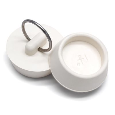 Bonsicoky 2 Pcs Rubber Drain Stopper Fits 1-1/8 Inch to 1-1/4 Inch, Bathtub Drain Plug with Hanging Ring, Bathroom Sink Stopper for Kitchen and Bathroom, White