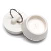Bonsicoky 2 Pcs Rubber Drain Stopper Fits 1-1/8 Inch to 1-1/4 Inch, Bathtub Drain Plug with Hanging Ring, Bathroom Sink Stopper for Kitchen and Bathroom, White view 1