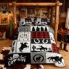 Rustic Farmhouse Horse Kids Comforter Set Full Size,Western Cowboy Cactus Bedding Set,Boys Girls Adults Room Decor,Geometric Plaids Arrows Boho Down Comforter,Red Xmas Duvet Insert,2 Pillowcases view 2