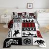 Rustic Farmhouse Horse Kids Comforter Set Full Size,Western Cowboy Cactus Bedding Set,Boys Girls Adults Room Decor,Geometric Plaids Arrows Boho Down Comforter,Red Xmas Duvet Insert,2 Pillowcases view 4