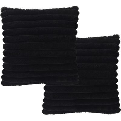 2 Pack 18x18 Pillow Cover Velvet Pillow Covers, Faux Fur Square Throw Pillow Covers for Living Room Decorations Throw Pillow Case, Throw Pillow Cover Cushion Cover for Home Sofa Bedroom Car, Black