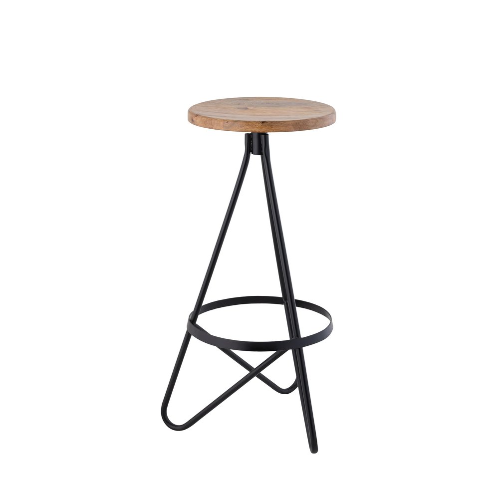 JONATHAN Y BSL1000E Spiroa 30" Modern Industrial Metal/Wood Backless Circular Bar Stool for Home, Kitchen, Dining Room, Workspaces, Cafes and Resturants, Natural Wood Seat with Black Frame